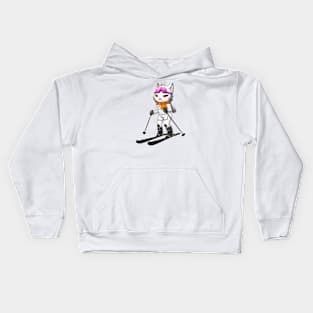 Skiing Anime Cat Kids Hoodie